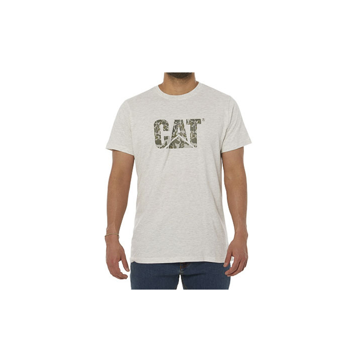 Caterpillar Clothing South Africa - Cat Men's Original Logo T-Shirts Light Grey Camo EA8245961